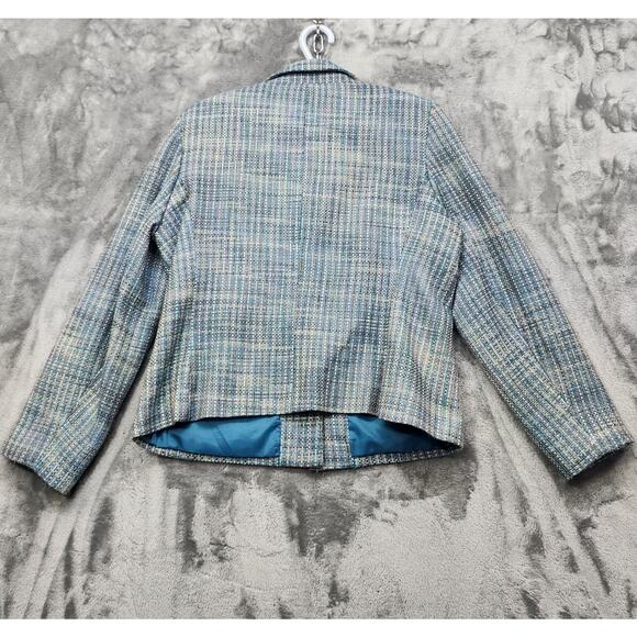 Vintage Jaclyn Smith Jacket Womens 12 Blue Tan Brown Tweed Blazer Pockets Preppy - Picture 4 of 12